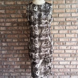 Carmen Carmen Marc Valvo Snakeskin Print Sleeveless Sheath Dress